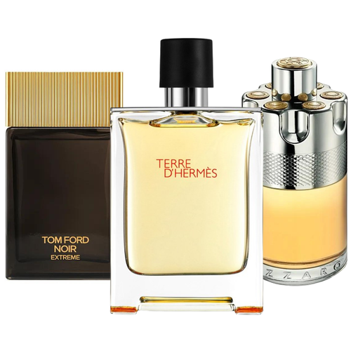 Conjunto de 3 perfumes Terre de'Herme, Azzaro Wanted, Tom Ford Noir Extreme 100ml